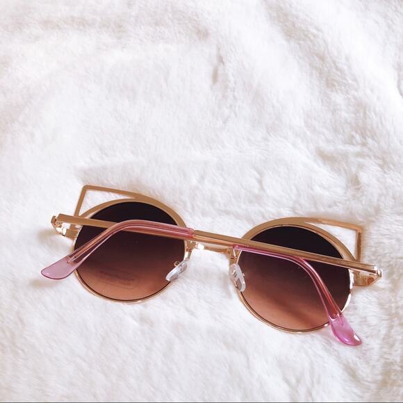 Mia Rose Gold Cat Eye Retro Round Tint Sunglasses - Picture 7 of 9